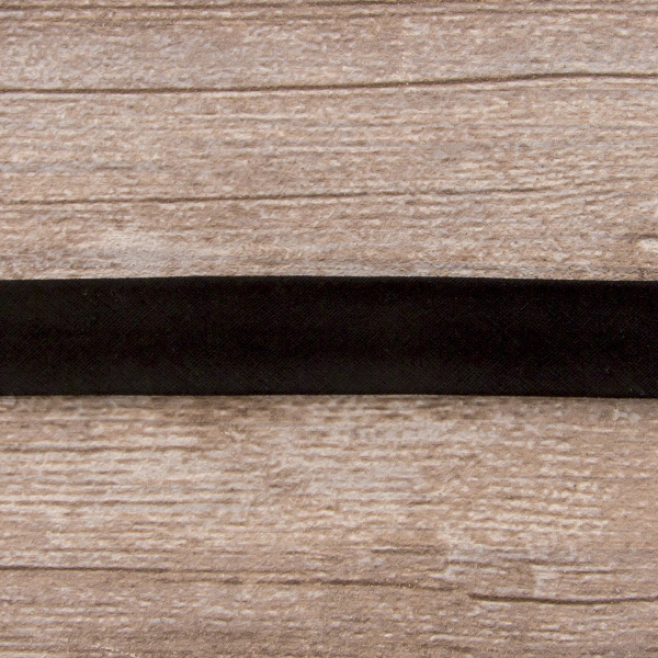 Косая бейка хлопок/полиэстер, 18 мм, 25 м, цвет 01, черный. Арт 6120-18мм-01