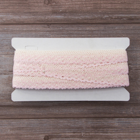 Мерсеризованное хлопковое кружево, 20 мм, цвет белый с розовым. Арт 2019/Z4