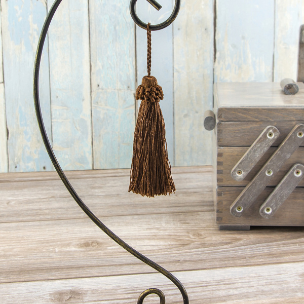 Кисть декоративная на шнуре, длина 95 мм, цвет шоколадный. Арт KY - 06-col.PE - 18