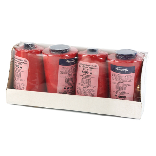 Нить универсальная  Hemline для шитья и оверлока, 5000 м. Арт N4129/RED/G002