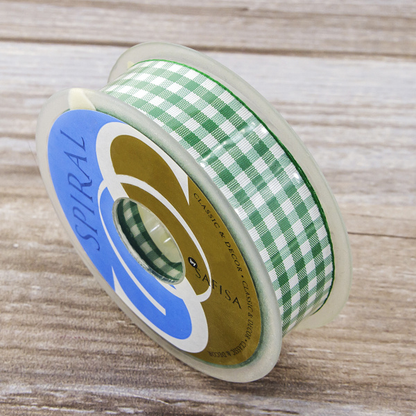 Лента с рисунком клетка SAFISA, 25 мм, 25 м, цвет 25, зеленый. Арт 469-25мм-25             