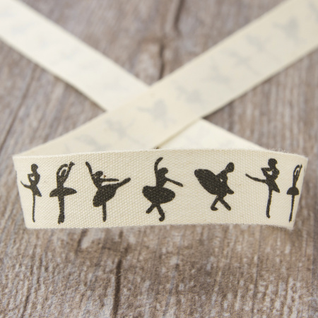 Лента хлопковая на картонной мини-катушке "Балерины". Арт VR15.018