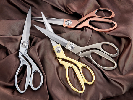 Ножницы портновские, 24 см, цвет золото/серебро/медь, 20 шт., в картонном прикассовом стенде. Арт B4847