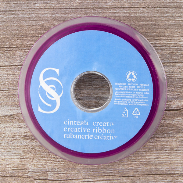 Лента атласная двусторонняя SAFISA, 15 мм, 25 м, цвет 82, пурпурный. Арт 110-15мм-82             