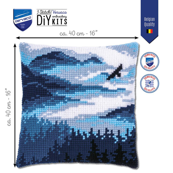 Набор для вышивания подушки "Пейзаж в синих тонах". Арт PN-0201595