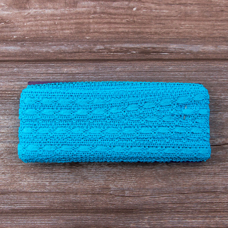 Мерсеризованное хлопковое кружево, 15 мм, цвет бирюзовый. Арт 1798/15                 