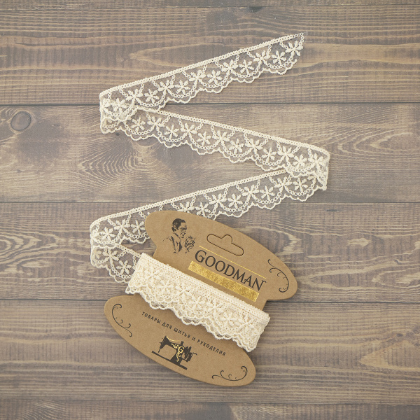 Кружево-вышивка на тюле, 28 мм, цвет бежевый, 100% полиэстер, 3,5 м. Арт T-1910.371