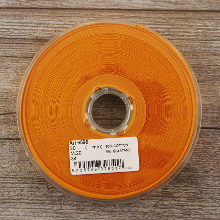 Косая бейка хлопок, 20 мм, 20 м, цвет 34, оранжевый. Арт 6598-20мм-34