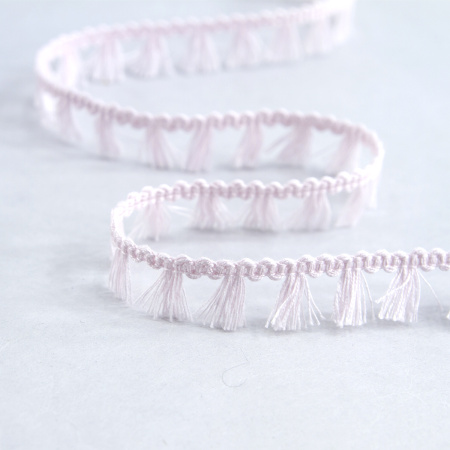 Тесьма декоративная, 16 мм, с бахромой, цвет бледно-розовый. Арт 2204/06