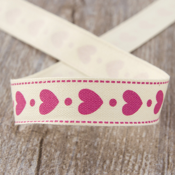 Лента хлопковая на картонной мини-катушке "Сердечки". Арт VR15.901