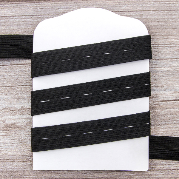 Эластичная лента с прорезными петлями SPIRAL (SAFISA), 20 мм, цвет 01, черный. Арт 4785-20мм-01