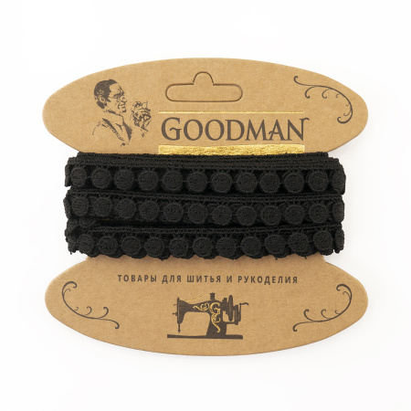 Кружево гипюр, 12 мм, цвет черный, 100% полиэстер, 4,5 м. Арт G-4634.13