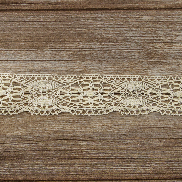 Мерсеризованное хлопковое кружево, 50 мм, цвет экрю. Арт 2218/02