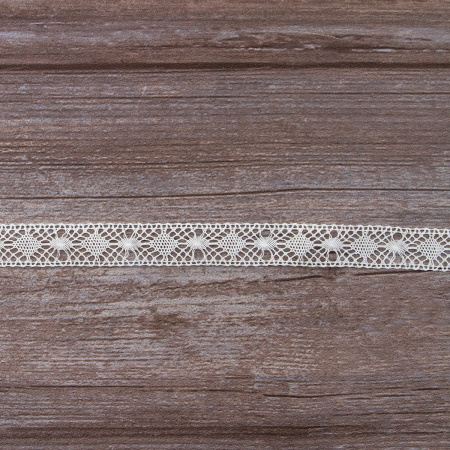 Мерсеризованное хлопковое кружево, 19 мм, белый. Арт 2117/01