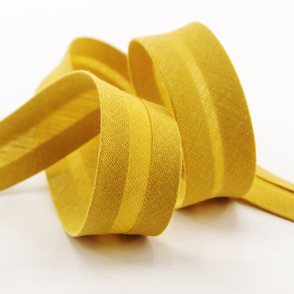 Косая бейка хлопок/полиэстер 20 мм, 25 м, цвет 54, бежево-золотистый . Арт 6120-20мм-54            