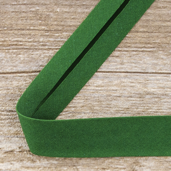 Косая бейка хлопок, 20 мм, 25 м, цвет 25, цвет зеленый. Арт 6600-20мм-25