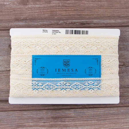 Мерсеризованное хлопковое кружево, 45 мм, шампань. Арт 2173/72