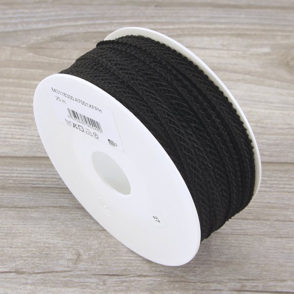 Тесьма PEGA тип интерьерная, цвет черный, 10 мм. Арт 843118300A7001          