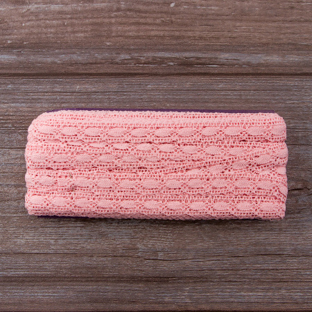 Мерсеризованное хлопковое кружево, 15 мм, цвет светло-розовый. Арт 1798/06                 