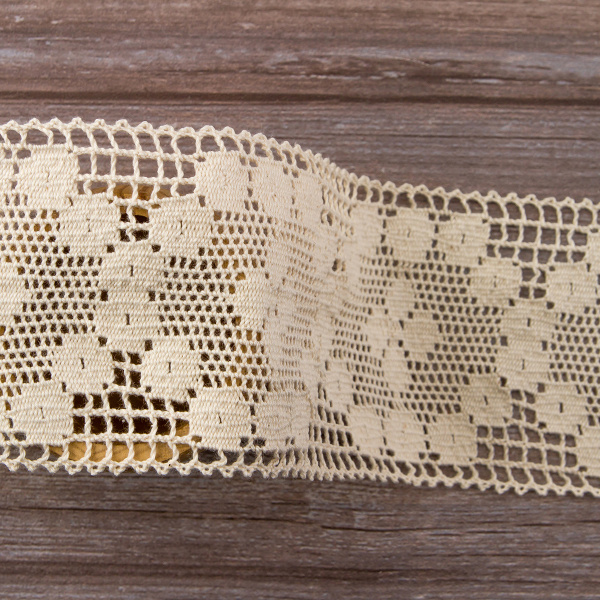 Мерсеризованное хлопковое кружево, 90 мм, цвет экрю. Арт 2230/58