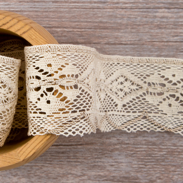 Мерсеризованное хлопковое кружево, 45 мм, экрю. Арт 2173/02