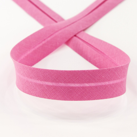 Косая бейка хлопок/полиэстер 20 мм, 25 м, цвет 49, фуксия. Арт 6120-20мм-49            