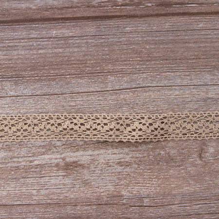 Мерсеризованное хлопковое кружево, 20 мм, цвет серо-бежевый. Арт 3037/27                 