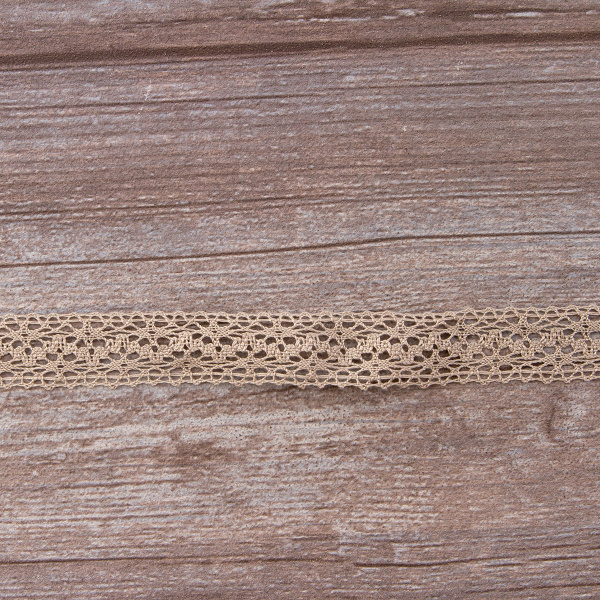 Мерсеризованное хлопковое кружево, 20 мм, цвет серо-бежевый. Арт 3037/27                 