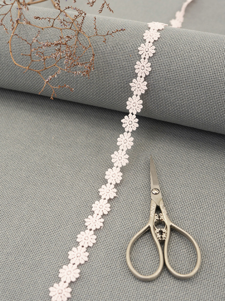 Кружево гипюр, 18 мм, цвет розовый, 100% полиэстер, 4,5 м. Арт 4GB762.308