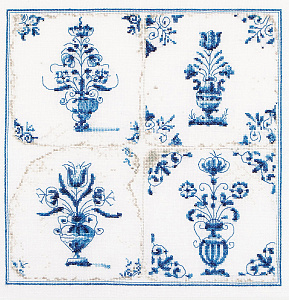 Набор для вышивания "Античная плитка, цветочные вазы", канва аида 18 ct