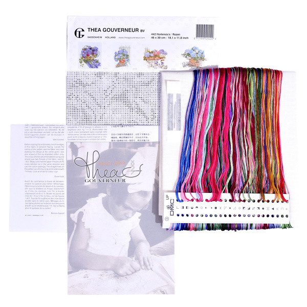 Набор для вышивания "Гортензия и роза", канва аида 16 ct. Арт 442A                    