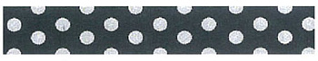 Лента клейкая декоративная "Белый горох на чёрном". Арт SBA181