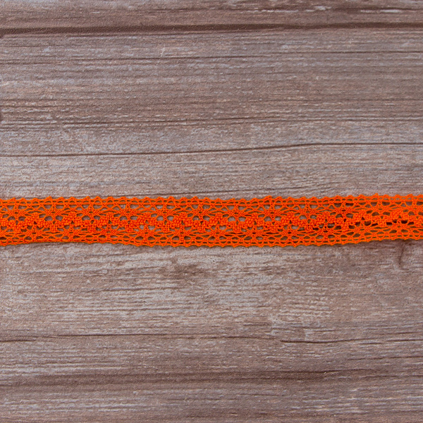 Мерсеризованное хлопковое кружево, 20 мм, цвет оранжевый. Арт 3037/17                 