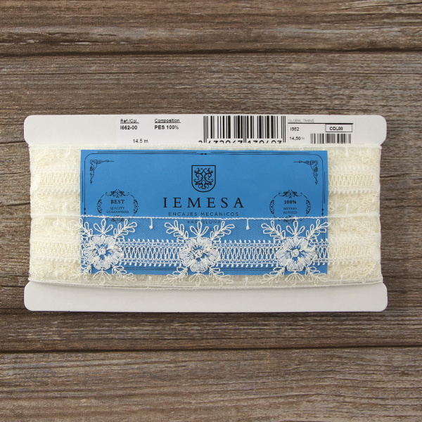 Вышивка на тюле, 40 мм, цвет белый. Арт I662/00