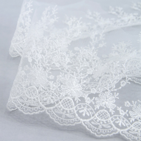 Вышивка на тюле, 87 мм, цвет белый. Арт I646/01