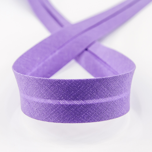 Косая бейка хлопок/полиэстер 20 мм, 25 м, цвет 39, фиолетовый. Арт 6120-20мм-39            