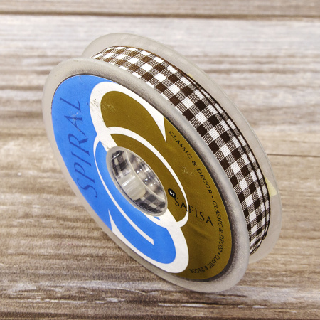 Лента с рисунком клетка SAFISA, 16(18) мм, 25 м, цвет 17, коричневый. Арт 469-16мм-17             