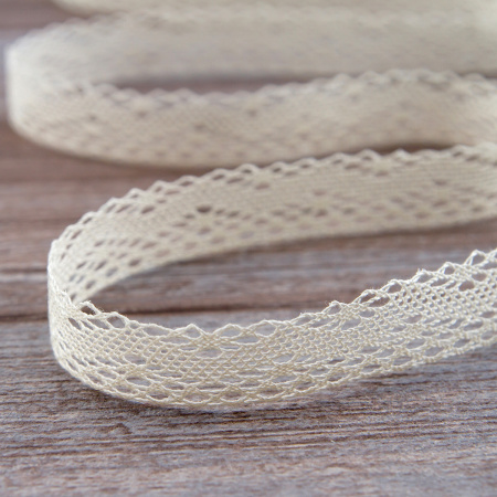 Мерсеризованное хлопковое кружево, 20 мм, цвет сливочный. Арт 1796/02                 