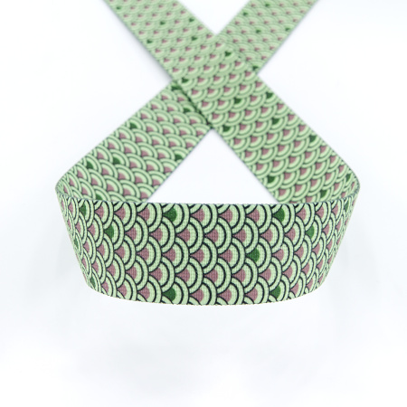 Резинка декоративная, 30 мм, цвет коричневый/зеленый, 10 м. Арт 35133-30мм-02