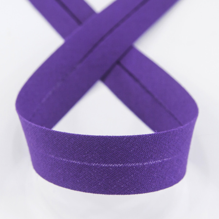 Косая бейка хлопок/полиэстер 20 мм, 25 м, цвет 129, фиолетовый. Арт 6120-20мм-129           