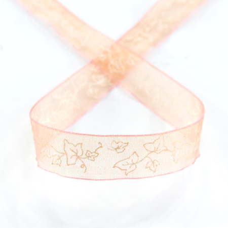 Лента органза с рисунком SAFISA, 15 мм, 15 м, цвет розовый. Арт 25204-15                