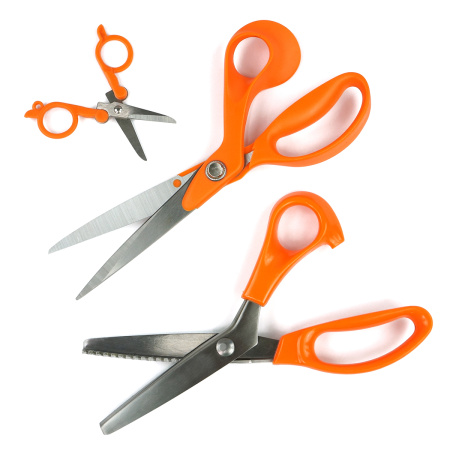 Набор: ножницы портновские 24,5 см, ножницы зиг-заг 23 см и ножницы складные 12,5 см. Арт BT4717                  