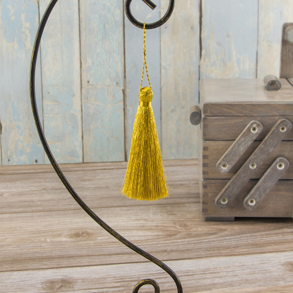 Кисть декоративная на шнуре, длина 100 мм, цвет золотой. Арт KYL - 03-col.Golden