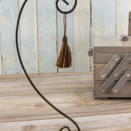 Кисть декоративная на шнуре, длина 60 мм, цвет шоколадный. Арт KY - 03-col.PE - 18