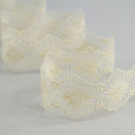 Кружево-вышивка на тюле, 17 мм, 14,60 м. Арт 41689/02