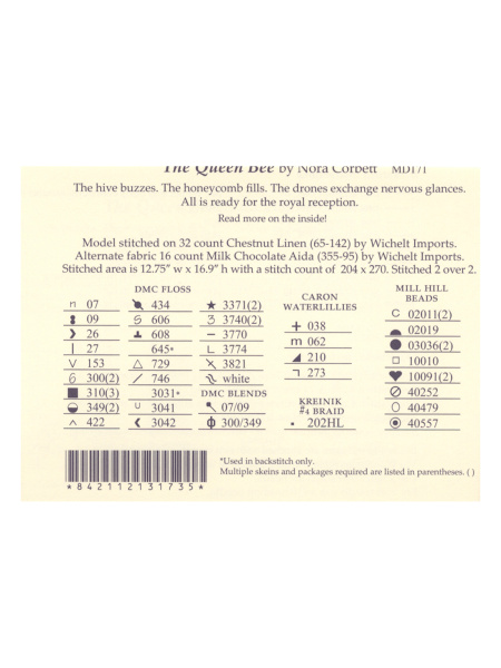 Схема для вышивания MIRABILIA "Королева пчел". Арт MD171