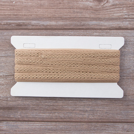 Мерсеризованное хлопковое кружево, 10 мм, цвет серо-бежевый. Арт 3517/27