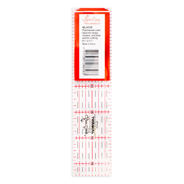 Линейка для пэчворка с градацией в дюймах,  6 1/2" x 1 1/2"  . Арт NL4155            