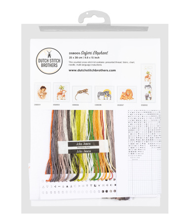 Набор для вышивания "Сафари Слоны", канва лён 28 ct. Арт DSB005L
