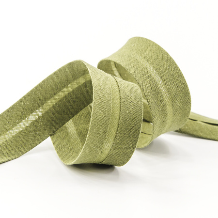 Косая бейка хлопок/полиэстер 20 мм, 25 м, цвет 28, защитный. Арт 6120-20мм-28            